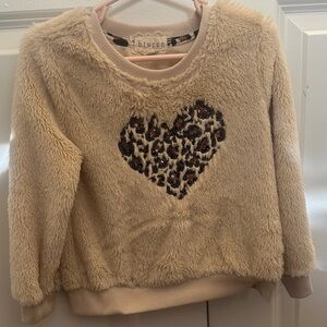 Kid’s Cream Sweater with Leopard Heart